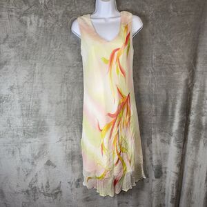 Vintage Simply Silk 90s Y2K Slip Dress Size Med Watercolor Chiffon Lined Fairy